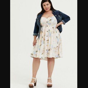 TORRID PASTEL FLORAL CHALLIS BUTTON HI-LO DRESS